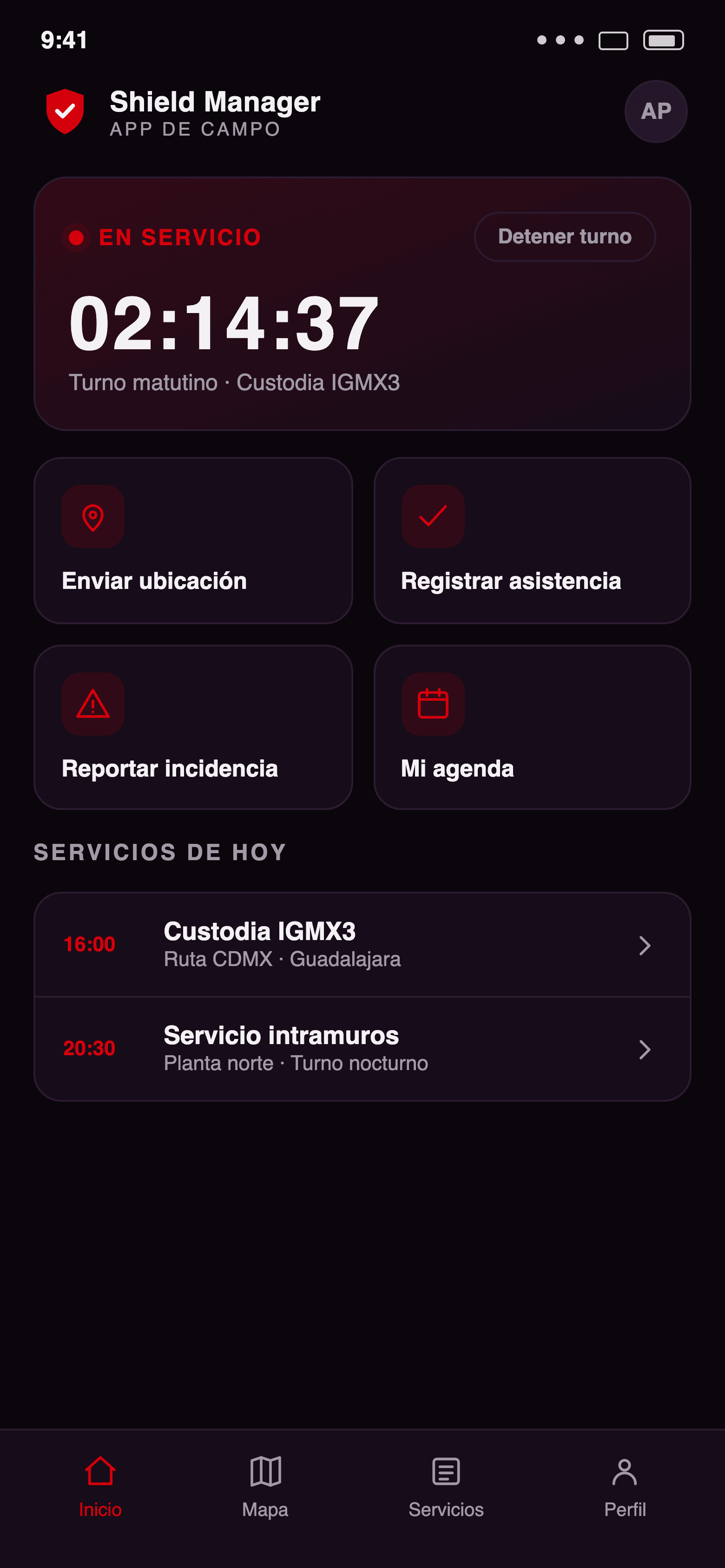 App Móvil Modo Oscuro